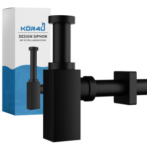 kör4u Design Siphon 1 1/4"x32mm eckig schwarz matt