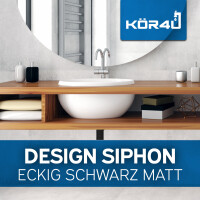 kör4u Design Siphon 1 1/4"x32mm eckig schwarz matt