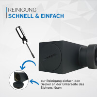 kör4u Design Siphon 1 1/4"x32mm eckig schwarz matt
