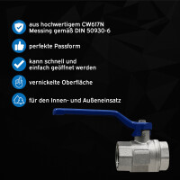kör4u Kugelhahn Messing IGxIG mit blauem Stahlhebel 3/4
