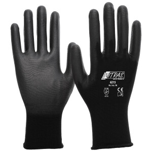 Nitras Nylon-PU Handschuhe 6215 schwarz S Gr. 6