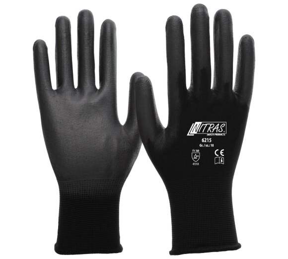 Nitras Nylon-PU Handschuhe 6215 schwarz M Gr. 7