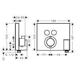 Hansgrohe Thermostat Unterputz ShowerSelect FS 2 Verbraucher chrom m.Fixfit u.Porter 15765000