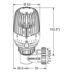 Heimeier Thermostatkopf M30x1,5 Winkelform mit eingebautem Fühler 730000500