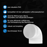 kör4u Bogen 90 Grad Lüftungsrohr Ø 150 mm w