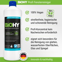 BiOHY Profi Fensterreiniger, Glasreiniger, Bio-Konzentrat, 1l BY01008001