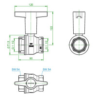 Oventrop Kugelhahn mit Kunststoff Knebelgriff Optibal mit In