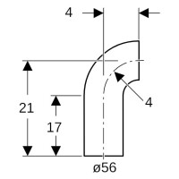 Geberit PE Bogen 90Grad, mit langem Schenkel, Radius weit DN