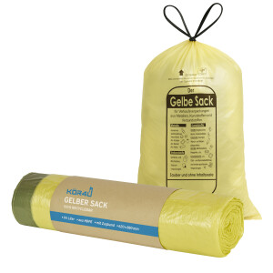 kör4u Gelber Sack mit Zugband, 90 Liter Volumen, 15...