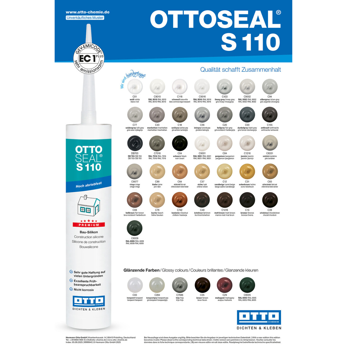 OTTOSEAL S110 Premium Bau-Silikon – 400 Ml, Schad Produktbild-Vorschau 2