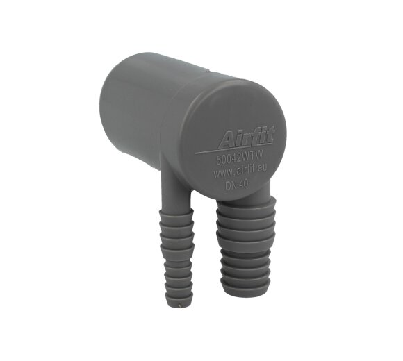 Airfit Doppel-Anschlusswinkel für Waschmaschine und Kondensattrockner DN 40 grau 50042WTW