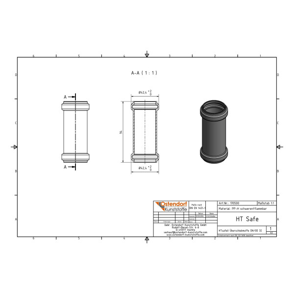 Ostendorf HTsafe Überschiebmuffe DN 32 Mm – Für HT-Rohr – Hochwertige Qualität Für Abwassersysteme