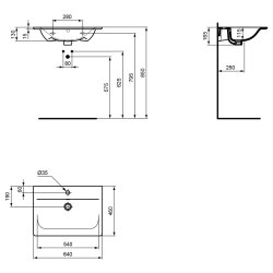 Ideal Standard Waschtisch Connect Air mit Überlauf rechteckig weiß E028901