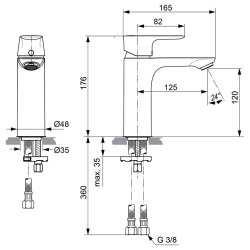 Ideal Standard Waschtischarmatur Connect Air ohne Ablaufgarnitur chrom A7055AA