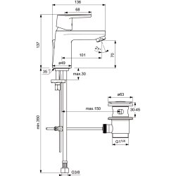 Ideal Standard Waschtisch Einhebelmischer CeraVito verchromt 101mm B0405AA