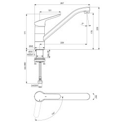 Ideal Standard Küchenarmatur Ceraflex für Vorfenstermontage chrom BC132AA