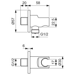 Ideal Standard Wandanschlussbogen Idealrain mit Brausehalter rund chrom BC807AA