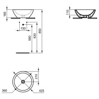 Ideal Standard Waschtisch Strada O ohne Überlauf rund w