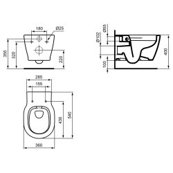 Ideal Standard Wand-Tiefspül-WC Connect spülrandlos weiß E817401