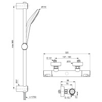 Ideal Standard Brausesystem Ceratherm T50 mit Aufputz Brause