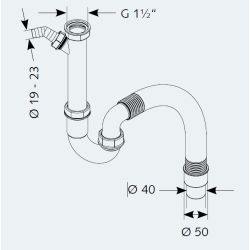 Kunststoff Röhrengeruchverschluss 1 1/2" x 40/50 mm flexibel, G300232