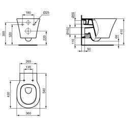 Ideal Standard Wand-Tiefspül-WC Connect Air AquaBlade, matt schwarz E0054V3
