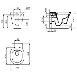 Ideal Standard Wand-Tiefspül-WC  Connect Air ohne Spülrand matt schwarz E2288V3