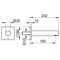 KEUCO Wanneneinlauf Ixmo DN15 eckig 202mm nickel gebürs
