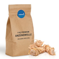 kör4u Premium Anzündwolle für Kamin, Ofen, Grill 1kg